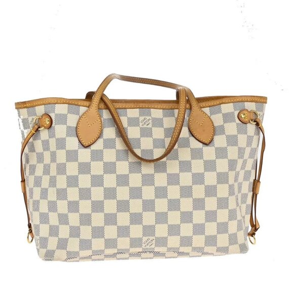 LOUIS VUITTON Neverfull PM Shoulder Tote Bag Damier Azur Leather - Picture 3 of 16